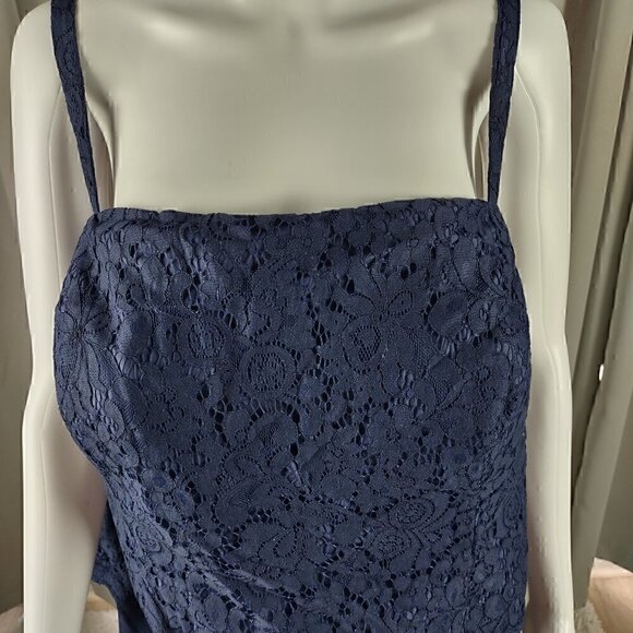 AW Bridal Navy Mother Of The Bride Chiffon, Lace A-Line Maxi Dress Size 24 (NWT) - Picture 3 of 11